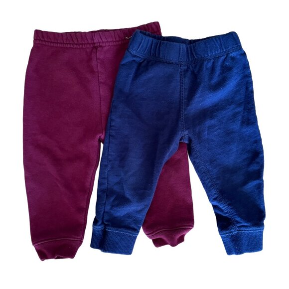 Baby Joggers Pants 2-Pack Bundle 6-9M Casual Soft Pull On Maroon Navy - Picture 1 of 2